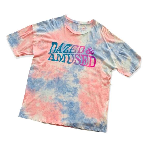 BP Nordstrom Dazed & Amused Pink Blue Tie Dye Oversized Graphic T-Shirt Small - Picture 1 of 8